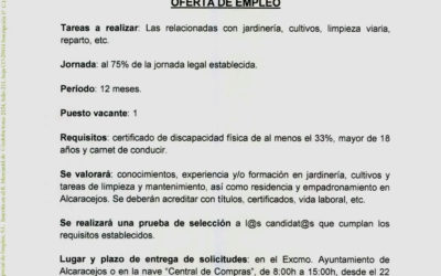 OFERTA DE EMPLEO – CENTRO ESPECIAL DE EMPLEO DE ALCARACEJOS