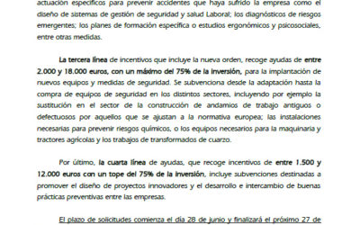 SUBVENCIONES PYMES – PREVENCIÓN RIESGOS LABORALES