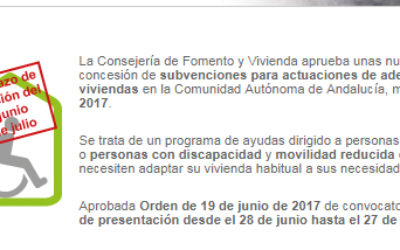 CONVOCATORIA DE SUBVENCIONES PARA ADECUACIÓN FUNCIONAL DE VIVIENDAS