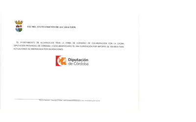 CONVENIO DE COLABORACION CON DIPUTACION. ACTUACIONES DE EMERGENCIA POR INUNDACIONES