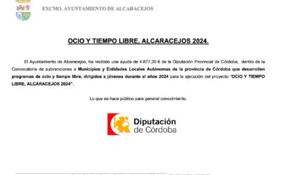 Subvención Ocio y Tiempo Libre, Alcaracejos 2024